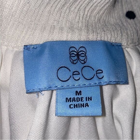 CeCe Polka Dot High Neck Knit A-Line Dress in Soft Ecru Size M - Picture 7 of 7